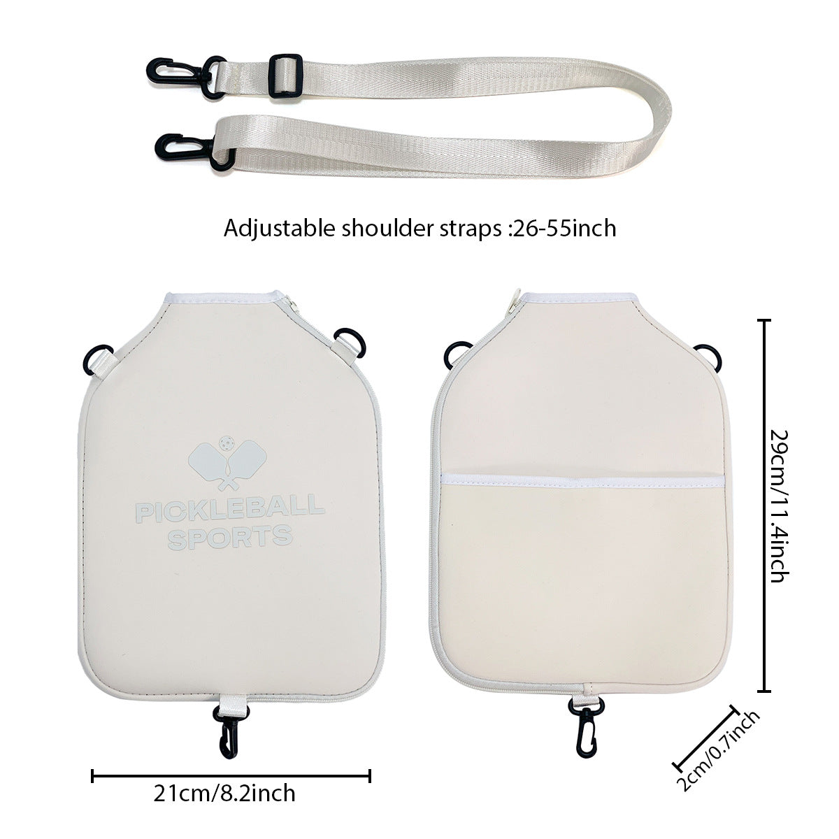 SA04 Beige Neoprene Pickleball Paddle Cover (racket not included)