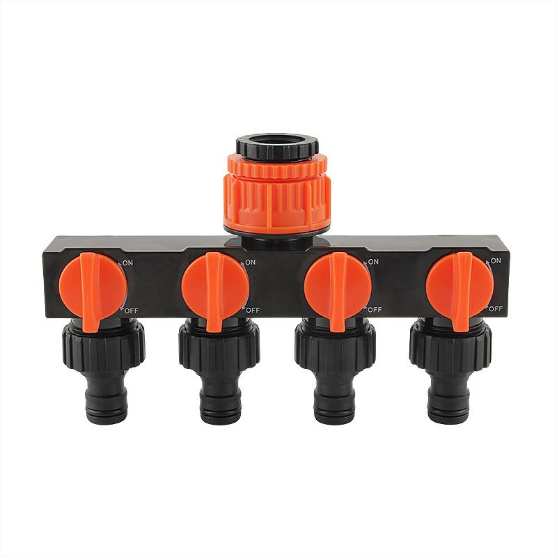 2pcs Orange 4-Way Garden Hose Splitter -  Water Distributor