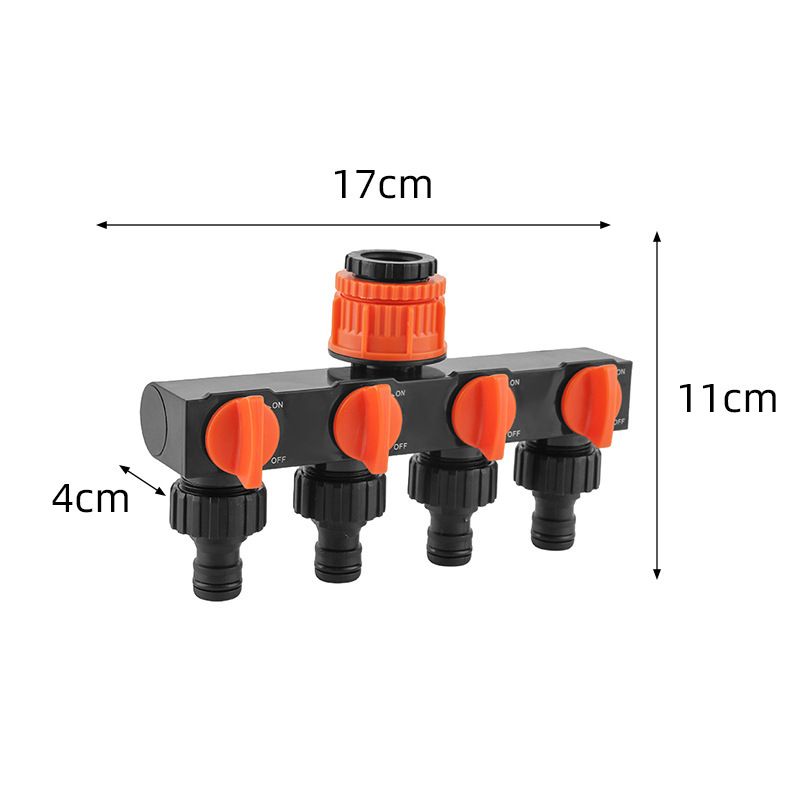 2pcs Orange 4-Way Garden Hose Splitter -  Water Distributor