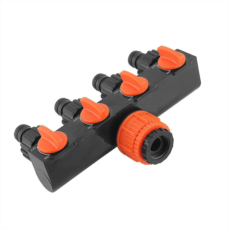 2pcs Orange 4-Way Garden Hose Splitter -  Water Distributor