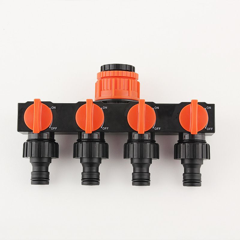 2pcs Orange 4-Way Garden Hose Splitter -  Water Distributor