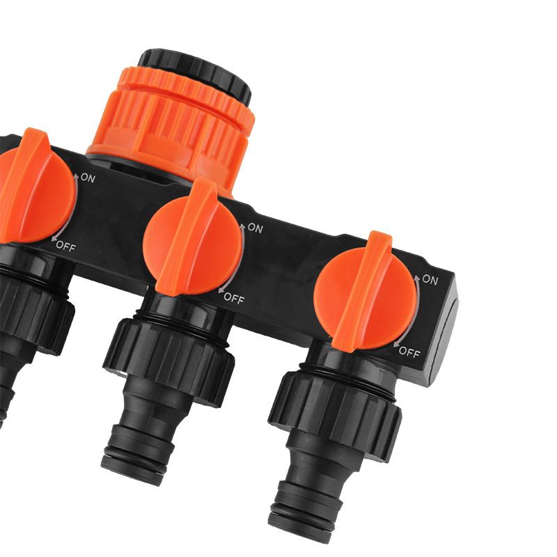 2pcs Orange 4-Way Garden Hose Splitter -  Water Distributor