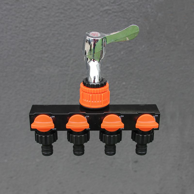 2pcs Orange 4-Way Garden Hose Splitter -  Water Distributor