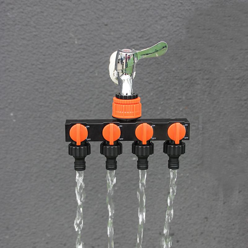 2pcs Orange 4-Way Garden Hose Splitter -  Water Distributor