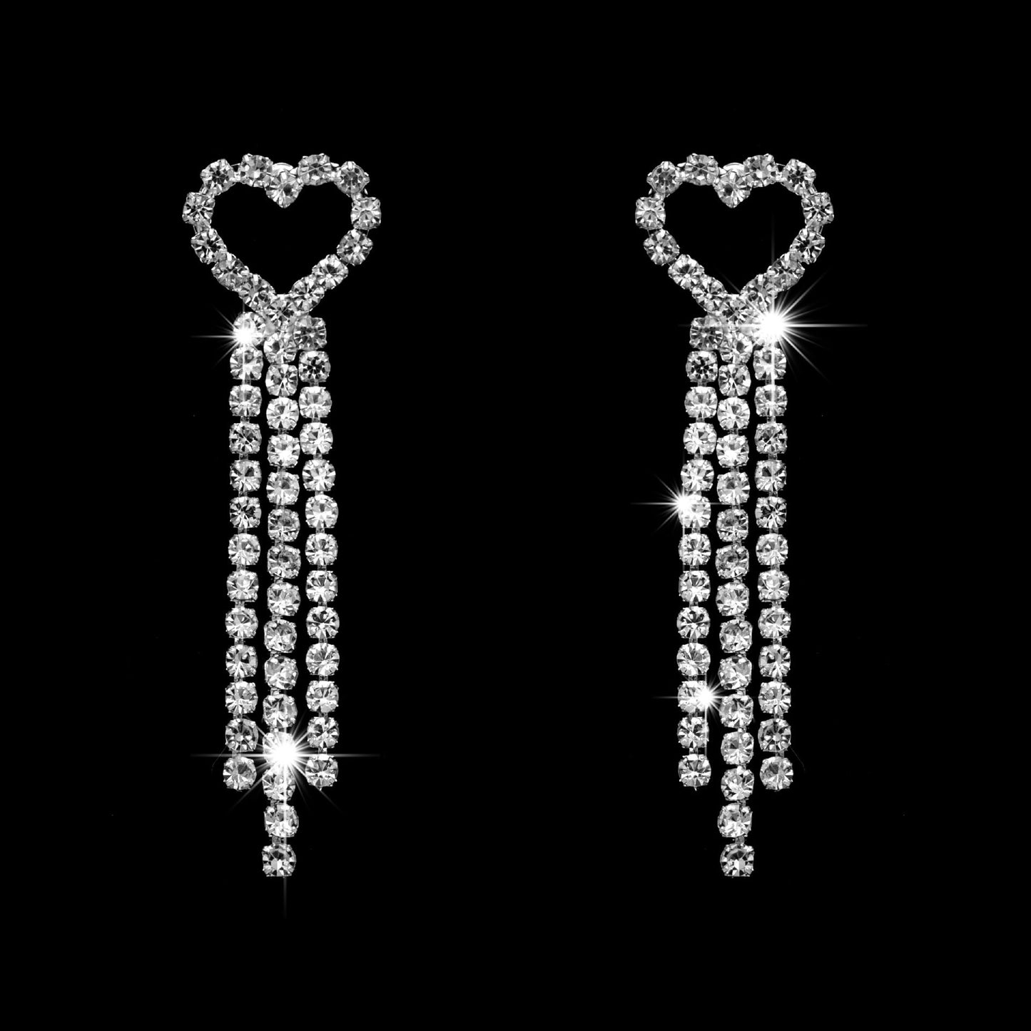 Mother's Day - Heart Shaped Rhinestone Necklace Earrings Bracelet