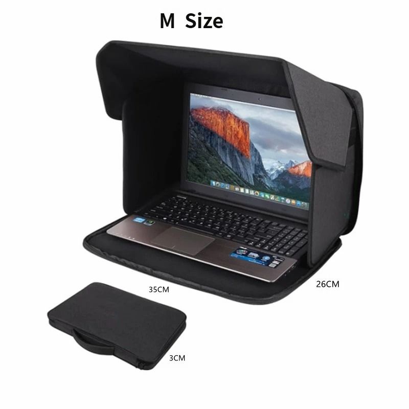 Laptop Sun Shade and Outdoor Privacy Hood - Fits Laptops up to 14 Inches Size M