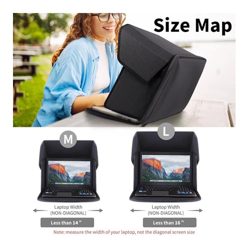 Laptop Sun Shade and Outdoor Privacy Hood - Fits Laptops up to 14 Inches Size M