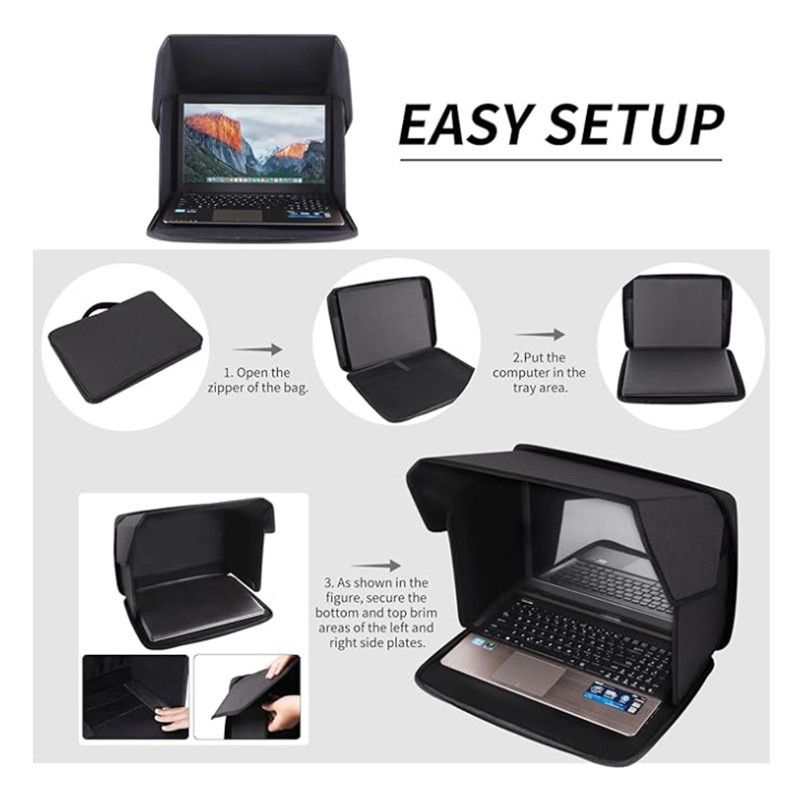 Laptop Sun Shade and Outdoor Privacy Hood - Fits Laptops up to 14 Inches Size M