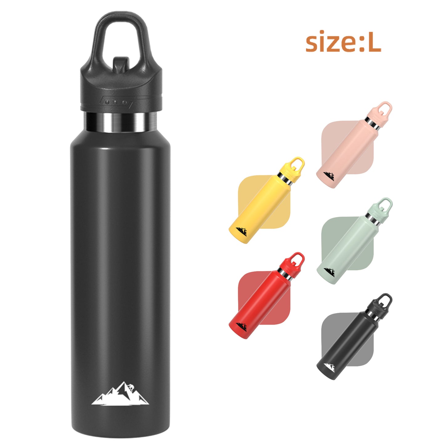 Black 680ml Insulated Stainless Steel Water Bottle