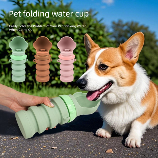 Green Portable Collapsible Pet Water Bottle for Dogs Outdoor