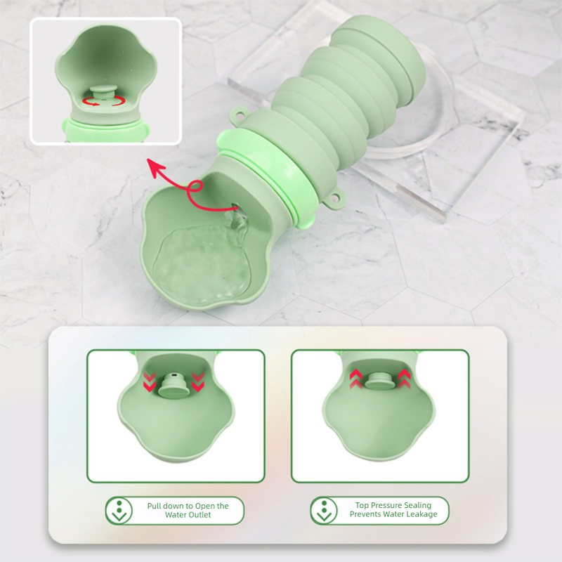Green Portable Collapsible Pet Water Bottle