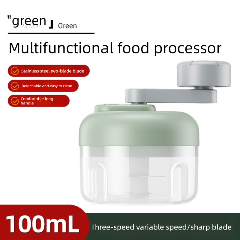 Manual Mini Garlic Chopper 3-Speed Hand-Crank Mincer