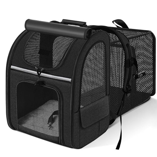 Black Large Expandable Cat Travel Backpack