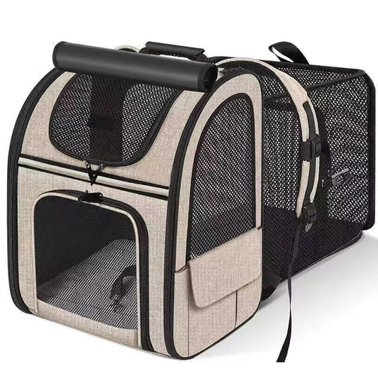 Khaki Large Expandable Cat Travel Backpack