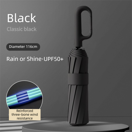 Black Heavy Duty Fully Automatic Carabiner Umbrella