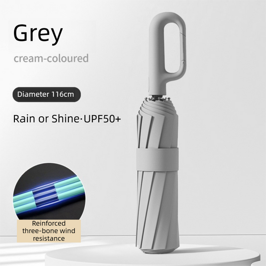 Grey Heavy Duty Fully Automatic Carabiner Umbrella