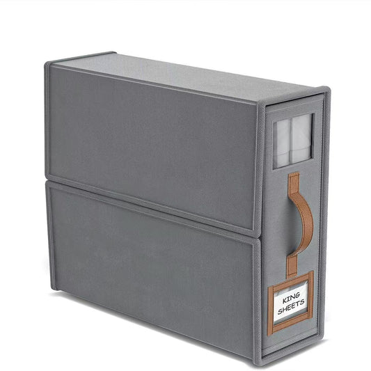 2-Pack Grey Foldable Bedding Storage Box