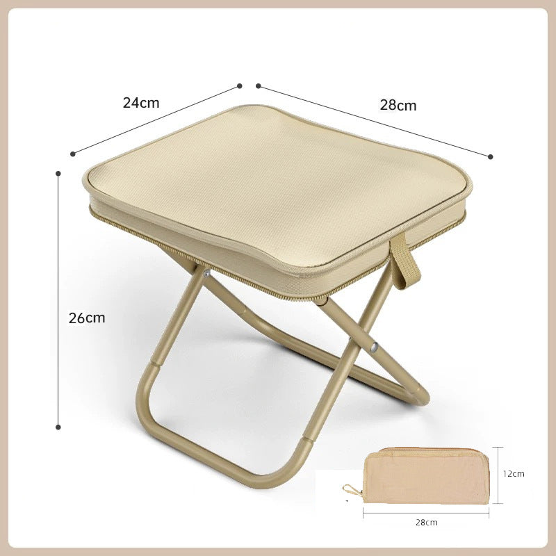 Beige 2-Piece Portable Folding Stool Set