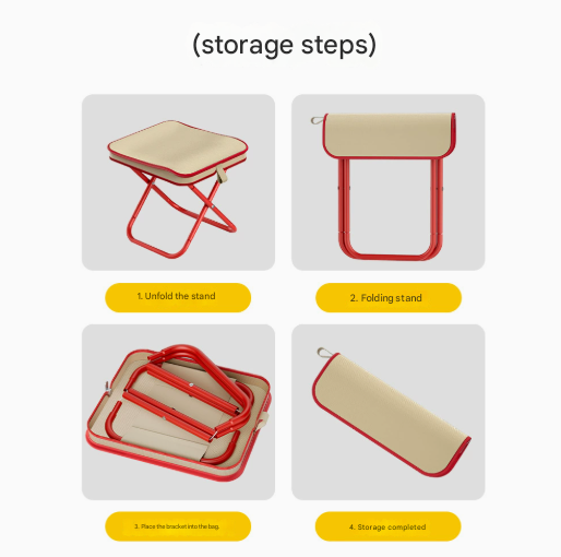 Beige 2-Piece Portable Folding Stool Set