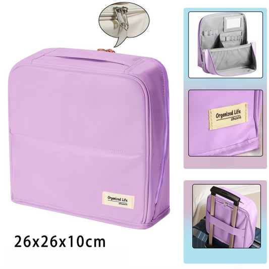 Purple Magnetic Compartmentalized Standing Cosmetic Bag