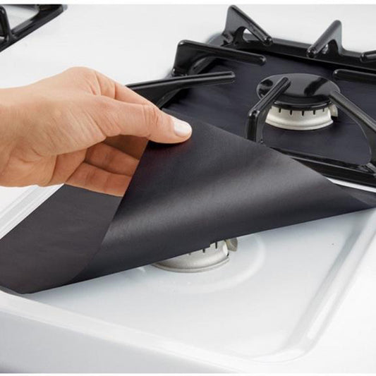 10-Piece Black Heat-Resistant Gas Stove Mat