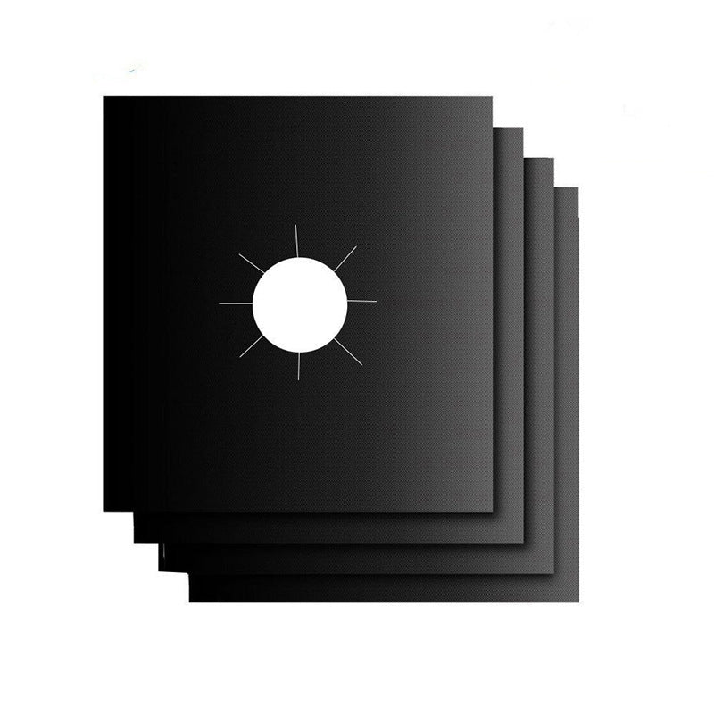 10 Pcs Black Heat-Resistant Gas Stove Mat – Non-Stick Teflon Coated Fiberglass Protector for Cooktops (270mm × 270mm)