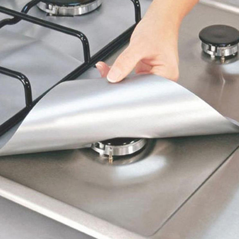 10-Piece Silver Heat-Resistant Gas Stove Mat