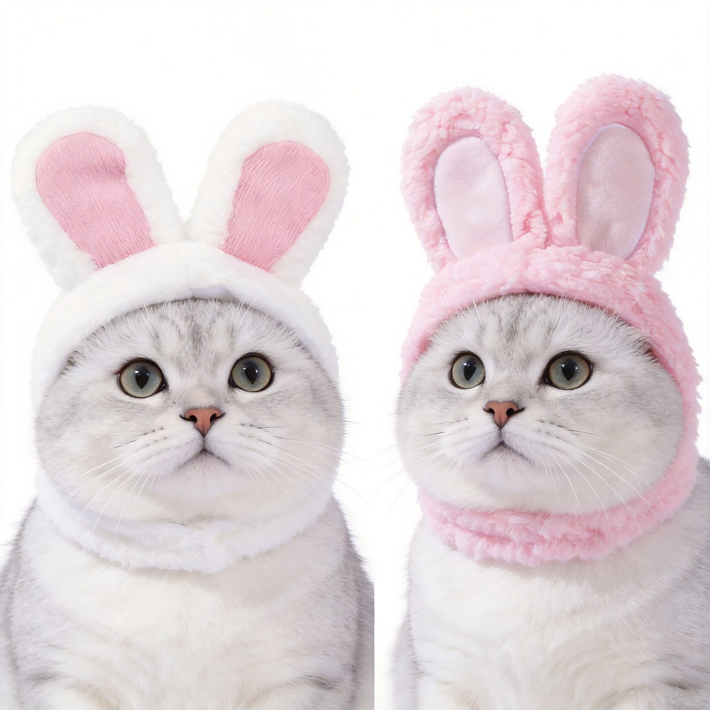 2-Pack Bunny Ears Cat Hat - Pink & White