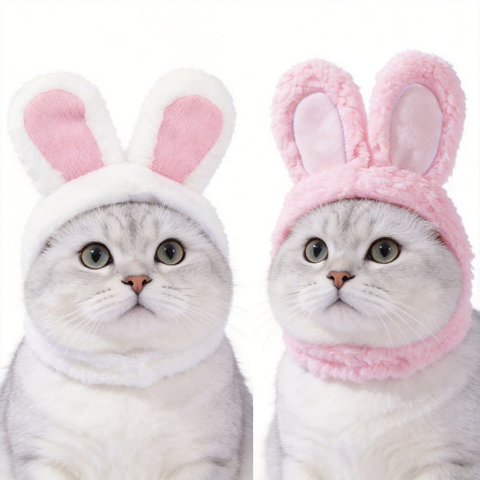 2-Pack Bunny Ears Cat Hat - Pink & White