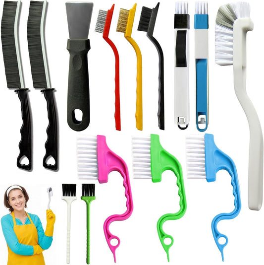 Set B Multi-Use Cleaning Brush Set - 14-Piece Hard Bristle Tool Kit