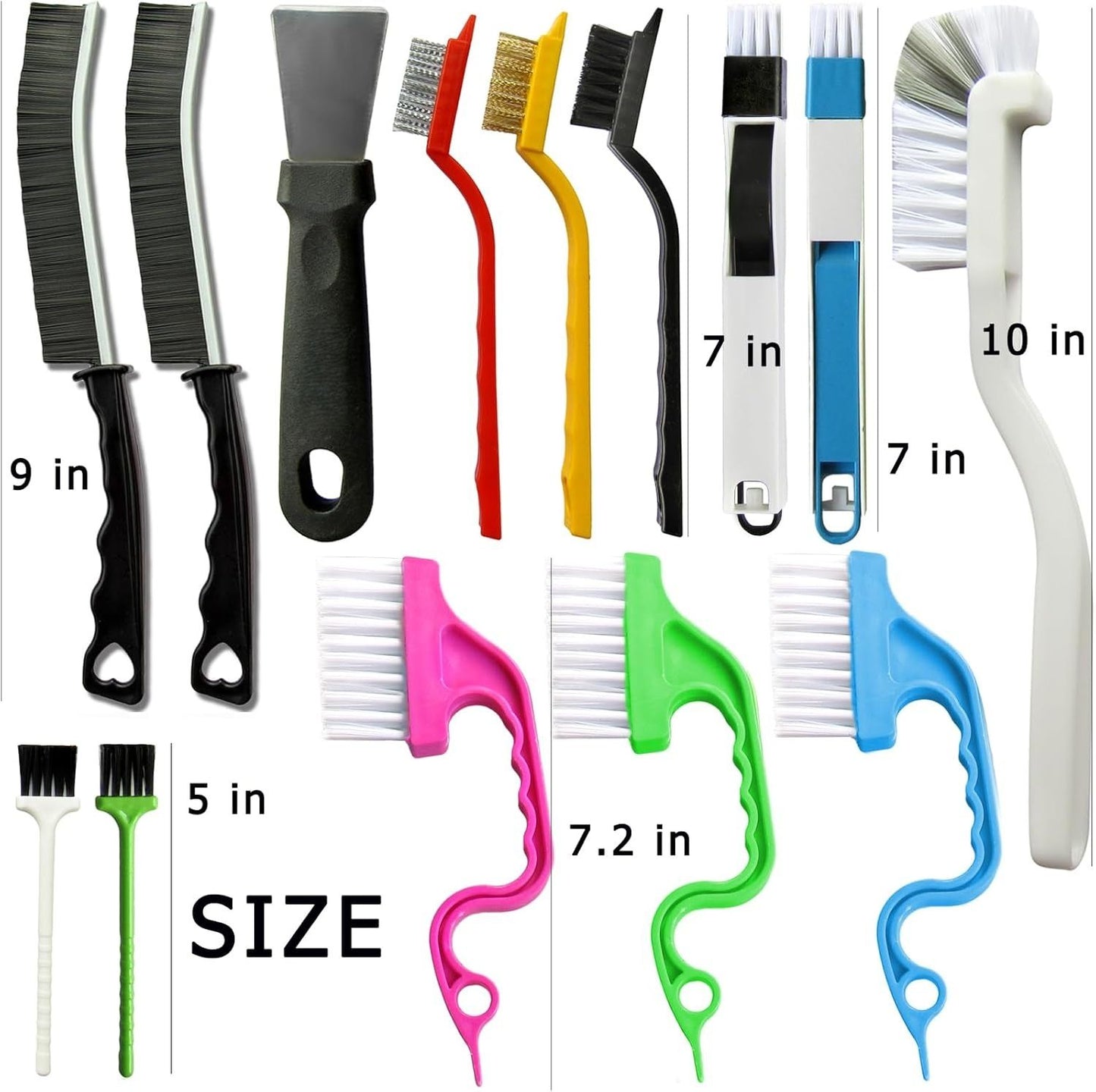 Set B Multi-Use Heavy-Duty Cleaning Brush Set – 14-Piece Hard Bristle Tool Kit for Kitchen, Bathroom & Tight Spaces