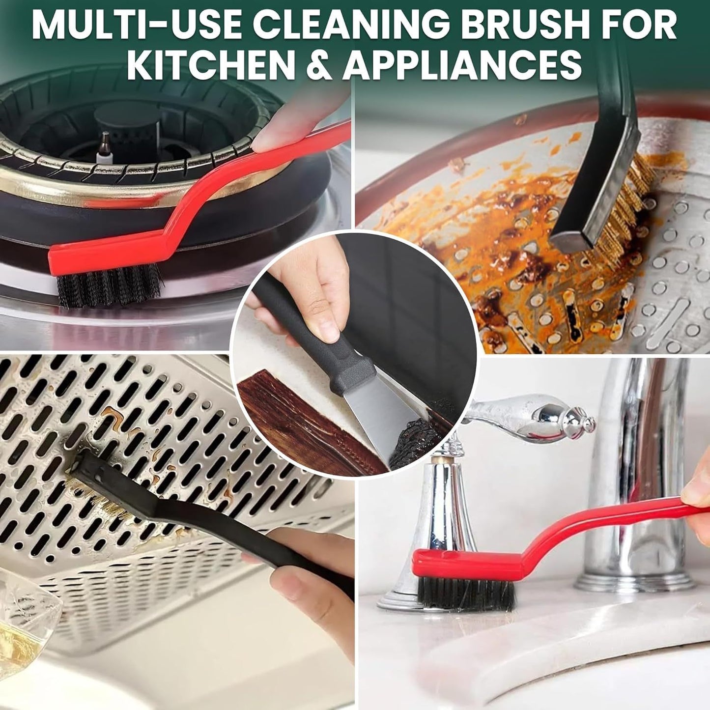 Set B Multi-Use Heavy-Duty Cleaning Brush Set – 14-Piece Hard Bristle Tool Kit for Kitchen, Bathroom & Tight Spaces