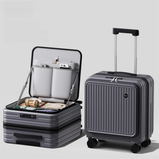 Front Opening Carry-On Suitcase - Black - 18in