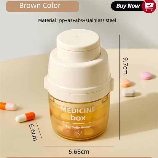 Beige 3-in-1 Pill Cutter, Crusher & Organizer Box