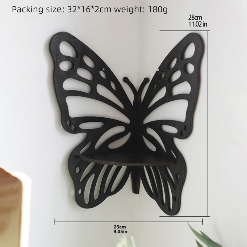 Butterfly Corner Wall Shelf - Black