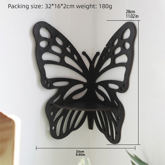 Butterfly Corner Wall Shelf - Black