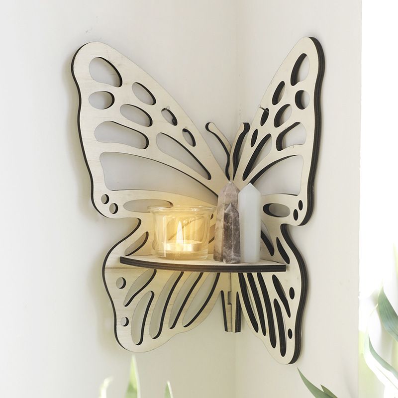 Butterfly Corner Wall Shelf - White