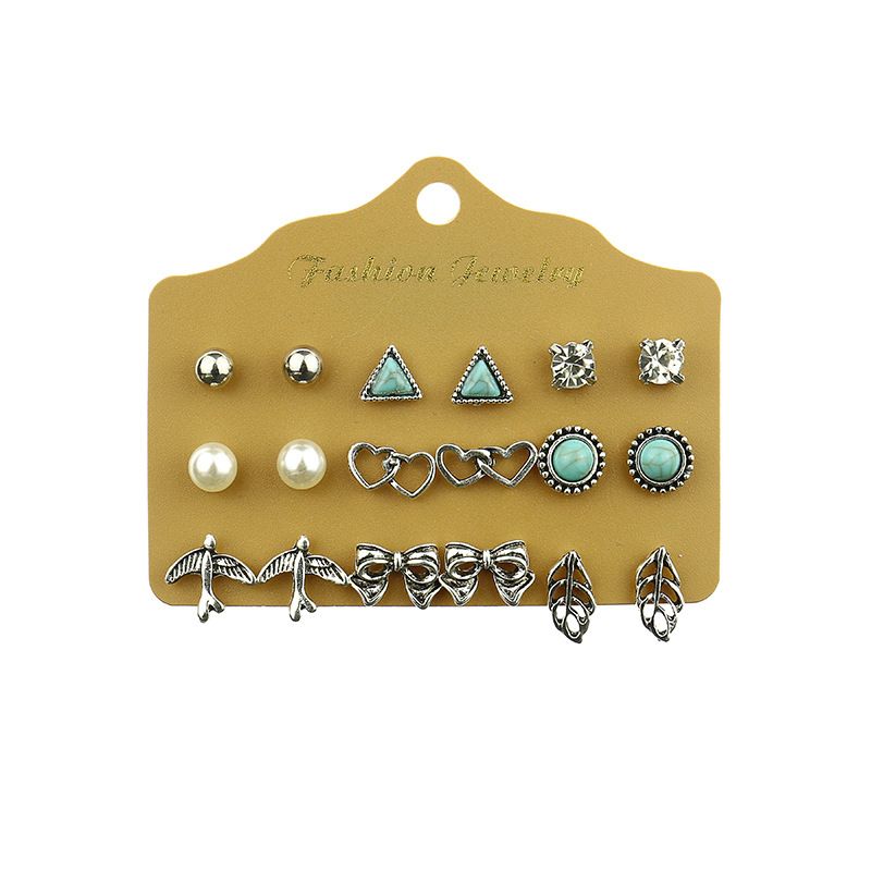 9 Pair Stud Earring Set