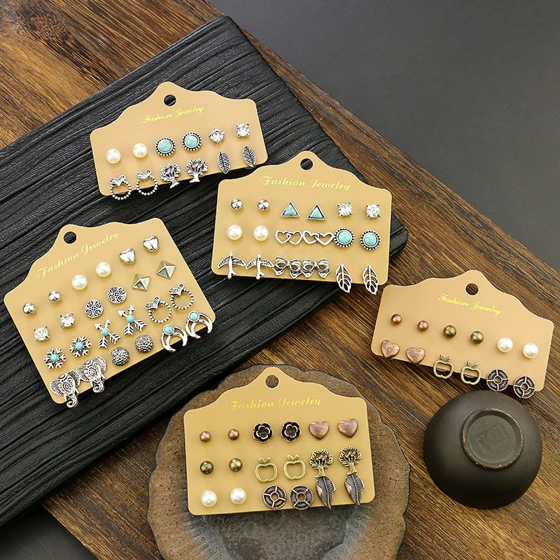 9 Pair Stud Earring Set