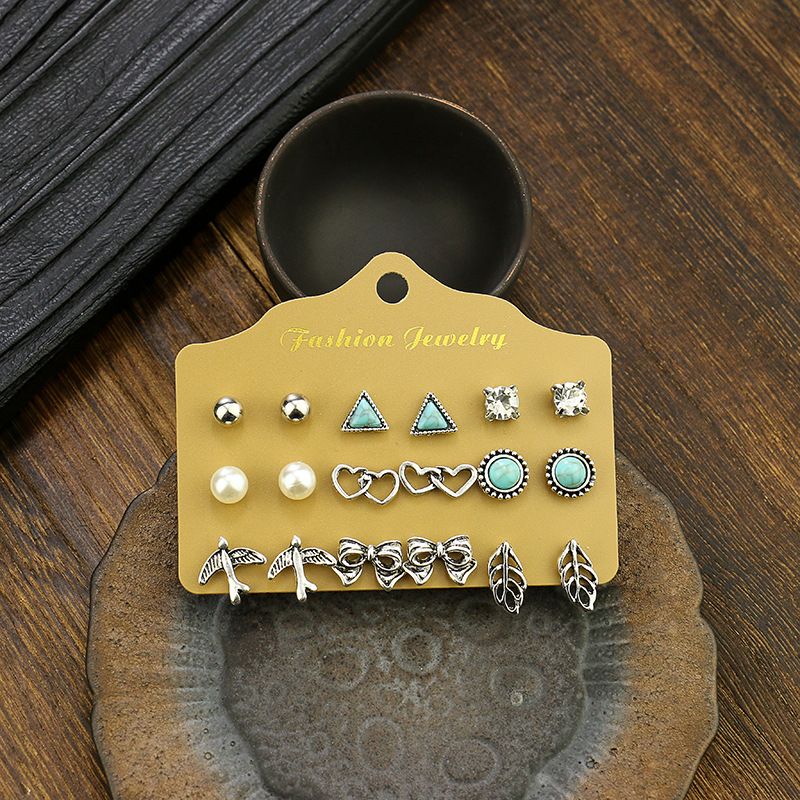 9 Pair Stud Earring Set