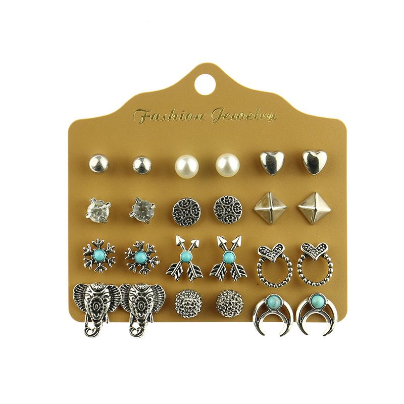 12 Pair Stud Earring Set