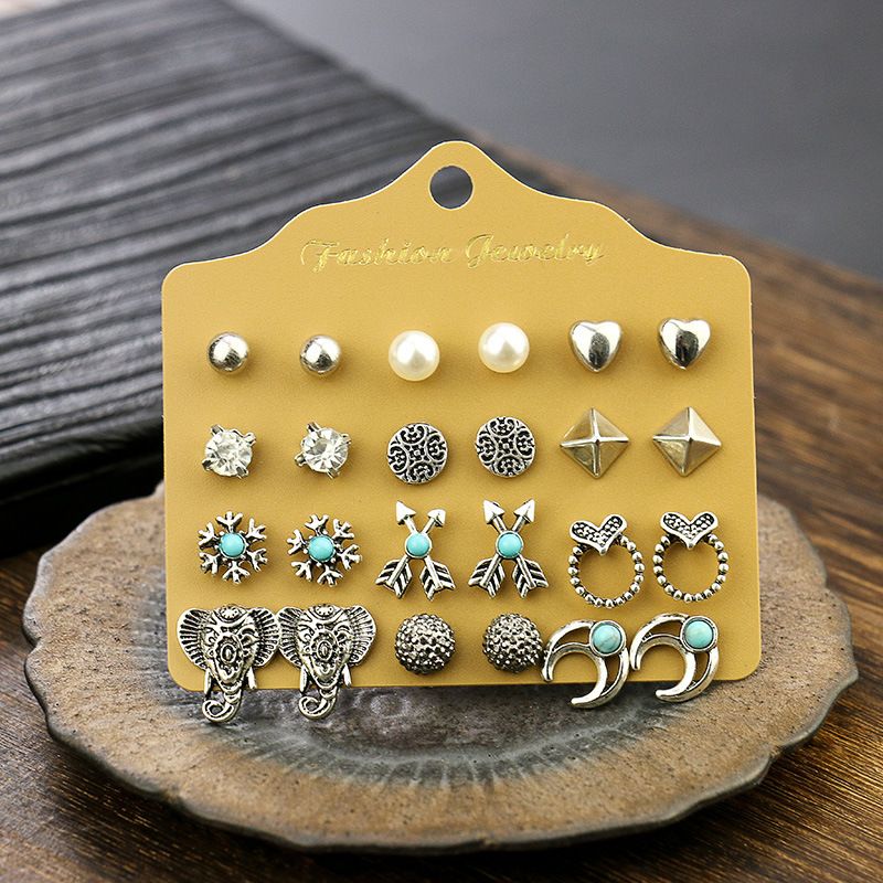 12 Pair Stud Earring Set