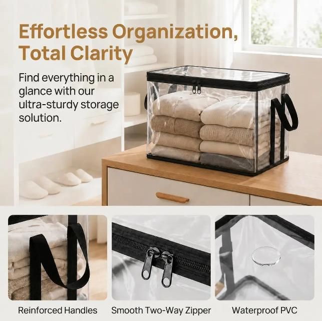 Clear PVC Book Storage Boxes 3 Pack