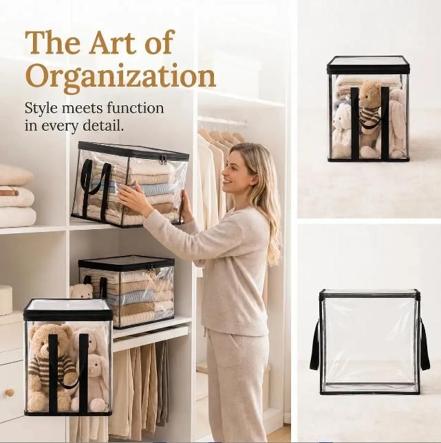 Clear PVC Book Storage Boxes 3 Pack