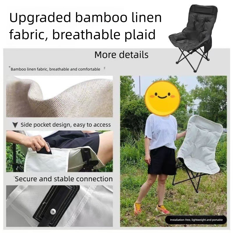 Black Fixed High-Back Folding Chair – 46cm Wide Seat, 90cm Height, 250kg Load Capacity with Carry Bag