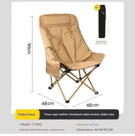 Khaki Fixed High-Back Folding Chair