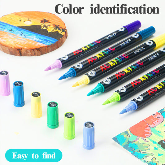 Dual-Tip Acrylic Markers – 12-Pack for Multi-Surface Writing and Coloring (24 Colors)