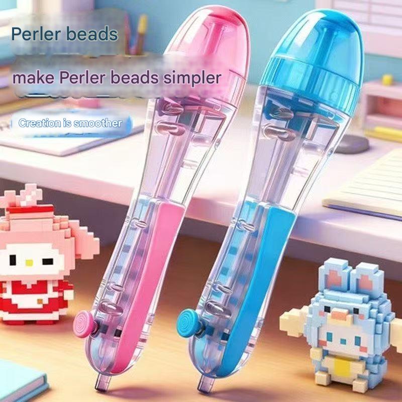 Pink and blue 2-piece set Press-Release Bead Pen for 2.6mm Pixel Art – DIY Craft Tool for Hama Beads and Fuse Beads Projects (Beads Not Included)