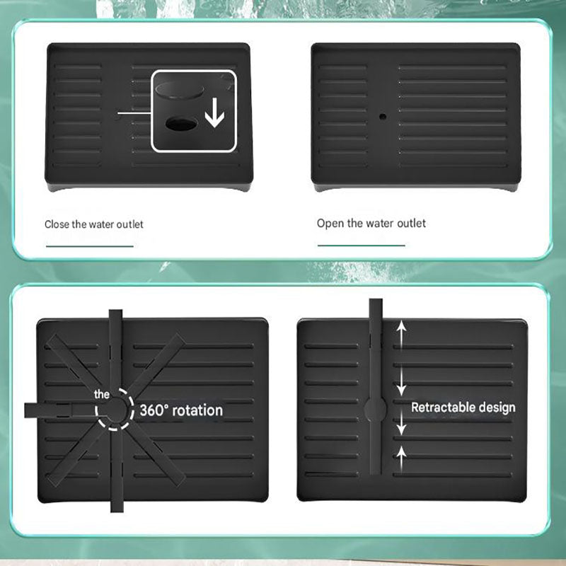 Black Foldable Dish Rack with Drain Tray