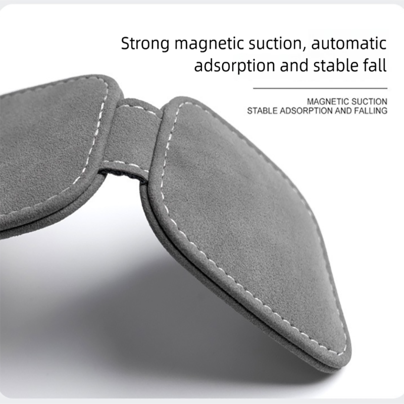 Black Car Sun Visor Sunglasses Holder – Magnetic Dual Clip Organizer with Suede Finish, No-Drill Mounting for Glasses, Cards & Tickets